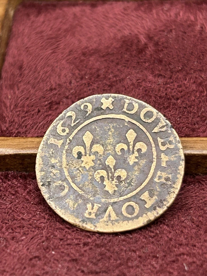 R1512 Monnaie Royale Française Louis XIII Double Tournois 1629 D Lyon - Photo 2/3