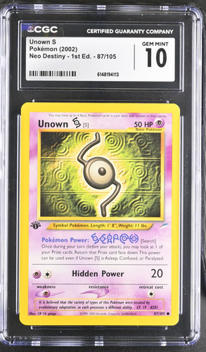 Unown [S] (1st Edition) graded CGC 10 for sale on eBay