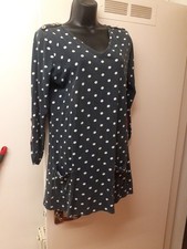 Mudd & Water Navy Spotted Long Sleeve Top Size 10 100% Cotton