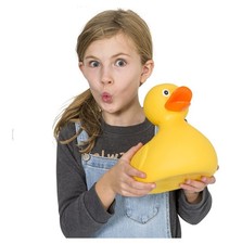 Jumbo Yellow Rubber Ducky  10.5 Makes Noise When Squeezed Has Open Beak