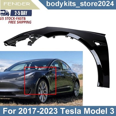 Black Front Left Side Fender For 2017-2023 Tesla Model 3 1081401E0D TA1240100