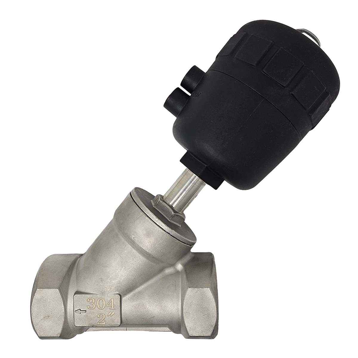 2 inch FNPT Pneumatic Actuated Angle Seat Steam Valve 304 Stainless Steel