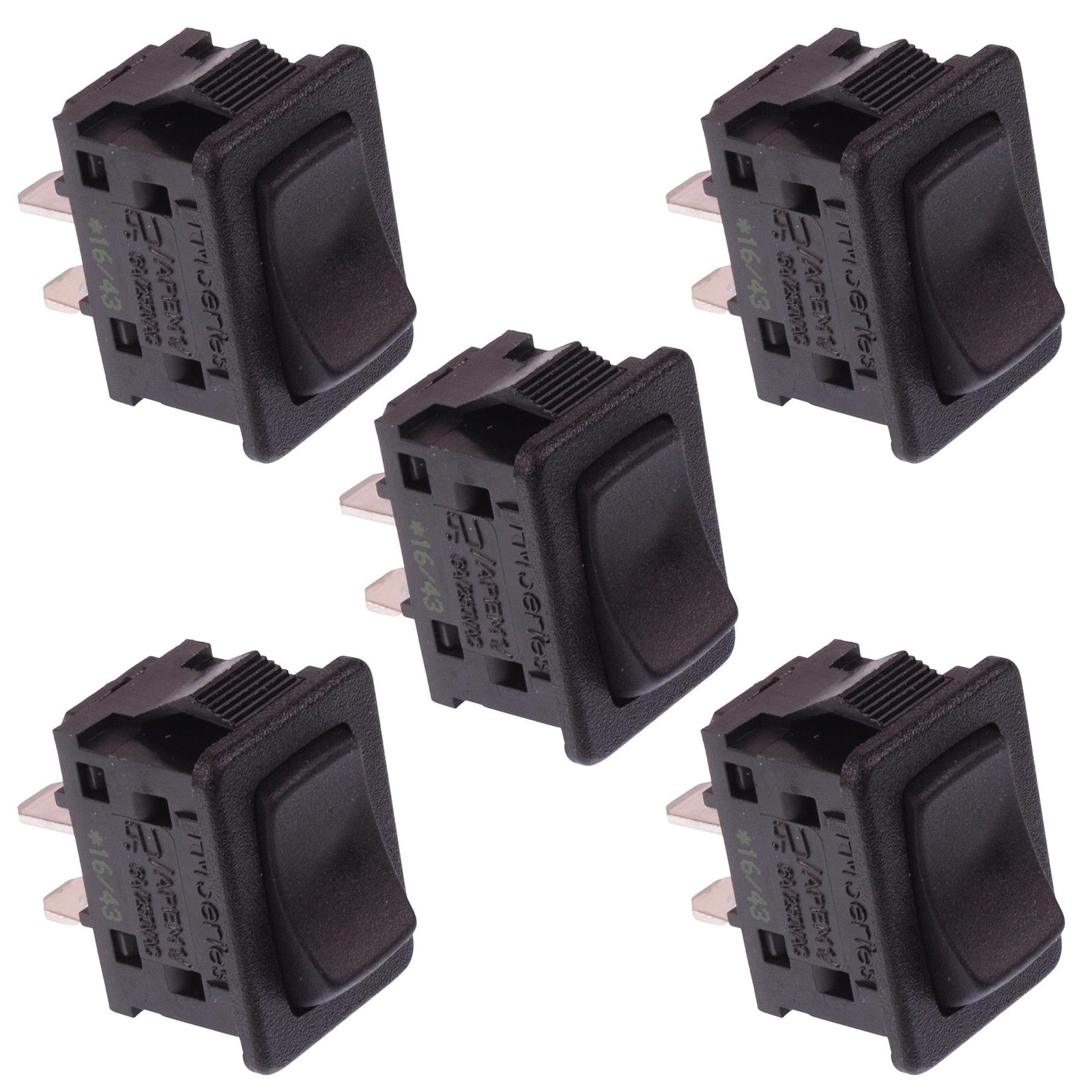 5 x FMC18A2200000 APEM On-Off Rectangle Rocker Switch SPST 6A