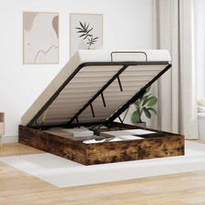 Image of Ottoman Bed Frame Smoked Oak 193 x 140 x 25 cm Engineered Wood