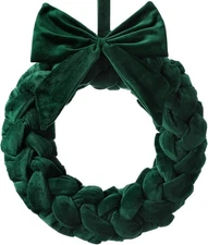 Barydat Christmas Velvet Wreath 14" Wreaths for Front Door Green 