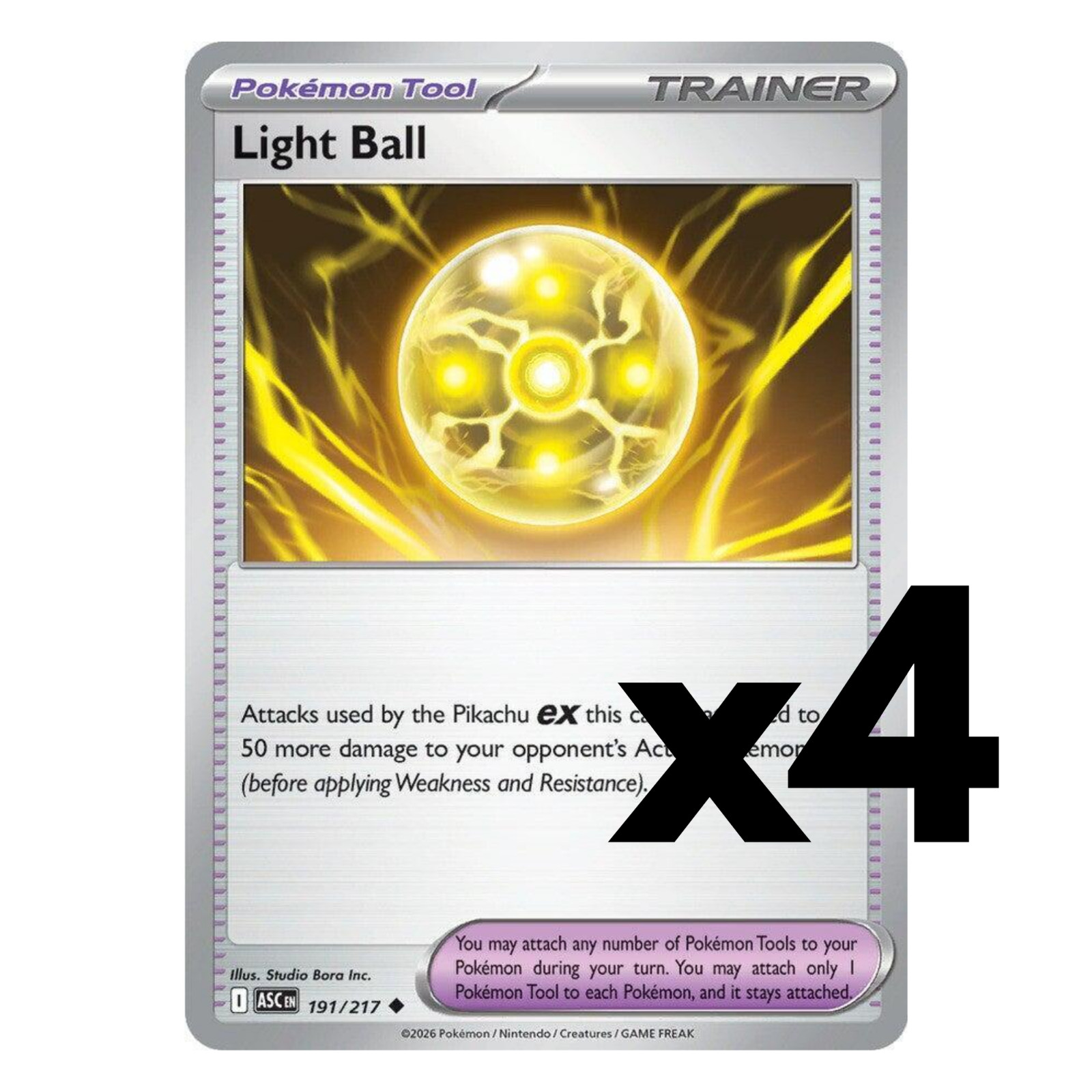 4x Light Ball - 191/217 - ME: Ascended Heroes (ASC) Pokemon Playset x4