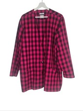 Vintage Late 80s Plaid Blazer Fuschia Pink Black Retro Classic 1980's Work 22W