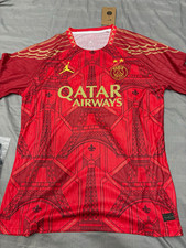 Jordan Paris Saint-Germain PSG Soccer Jersey Red/Gold Qatar Airways