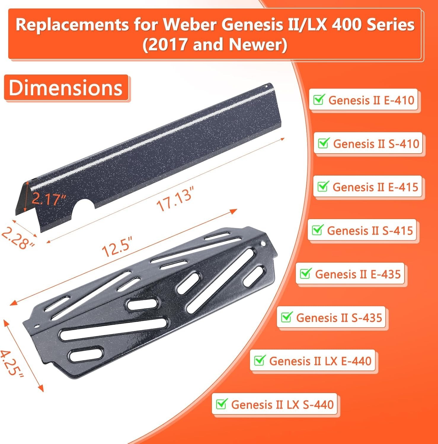 17" Flavorizer Bars & Heat Deflectors for Weber Genesis II/LX 400 Series Grill