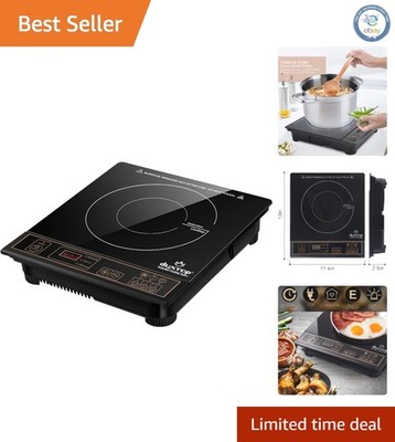 Elegant 1800W Induction Cooktop with Digital Timer - Space-Saving Gold Burner