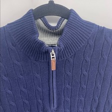 NWT Club Room cotton blend 1/4 zip mock neck cable knit pullover sweater sz L