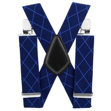 50mm Wide Blue Diamond Grain Trouser Braces Adjustable Unisex Suspenders