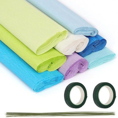 8 Farben breite Crepe Papiere Rollen Kit für DIY Blumen Herstellen, enthalten 8 