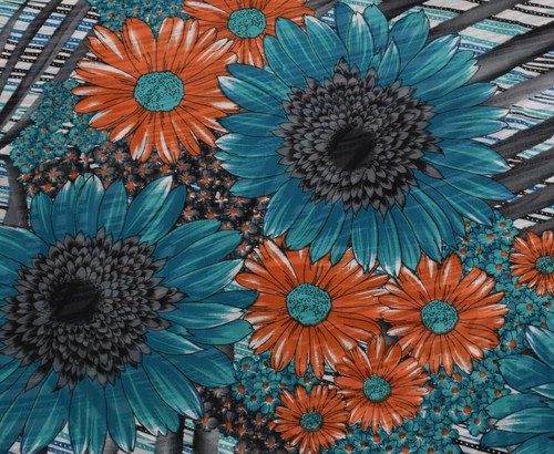 Sushila Vintage Multi-Color Sari Blend Georgette Silk Printed Floral Fabric - Picture 3 of 10