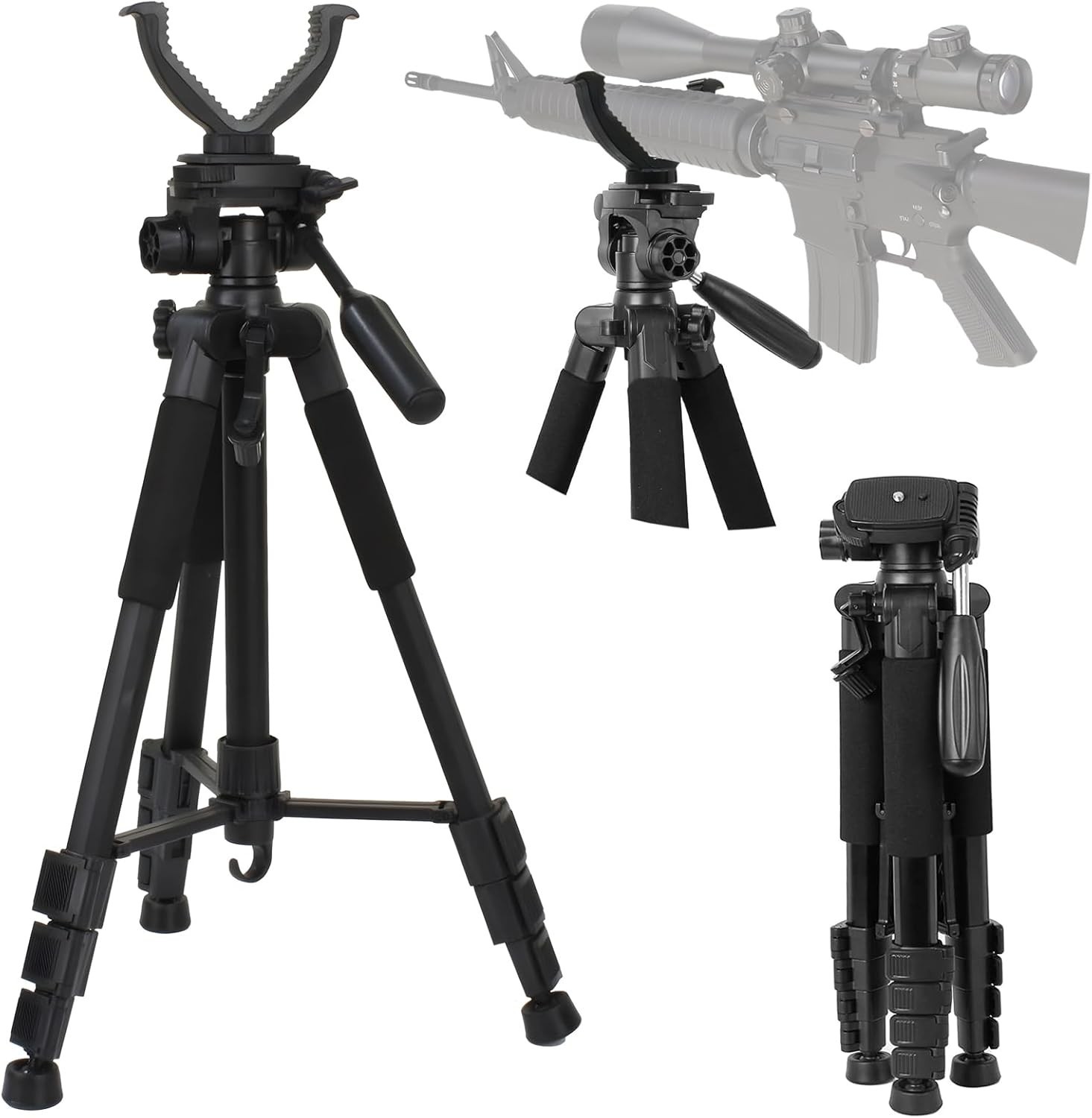 Rifle Shooting Rest Tripod with V Yoke Bracket V Shaped Gun Rack for Hunting，Alu
