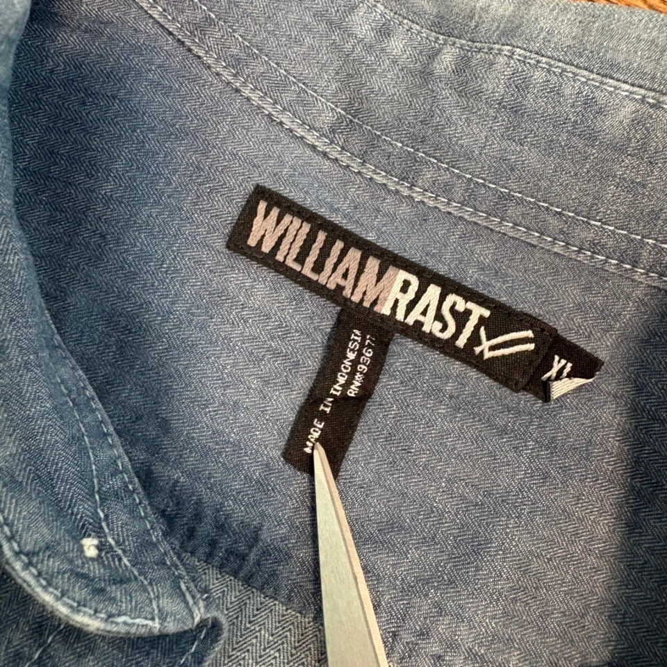 Рубашка William Rast мужская размер XL на пуговицах с длинным рукавом синяя джинсовая повседневная - Изображение 2 из 4