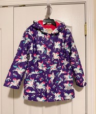 Hatley Purple Unicorns Hooded Lined Rain Jacket Size 6