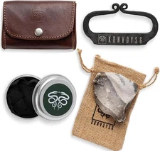 Carbon Steel Fire Striker, English Flint Stone & Char Cloth Traditional Hand For