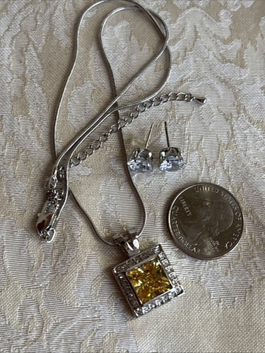 Park Lane Kanarienvogel Diamant Anhänger Halskette Citrin CZ silberfarben & Bonus Ohrringe - Bild 12 von 24