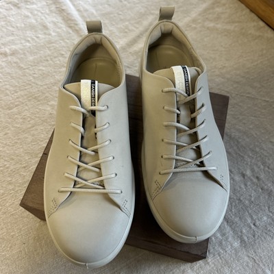 Womens Ecco Soft Danish Design Leather Flat Shoes Sneakers Ivory EU 35
