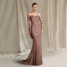 Customized Dusty Rose Lace Mother of the BrideGown Mermaid Mother Dress Illusion