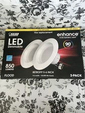 Feit Electric 75W Bulb, LED 2 Count, Retrofit 5-6 Inch - Soft White 2700k NEW