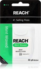 REACH Waxed Dental Floss, 55yd 1 Pack, 2X More Value, Mint