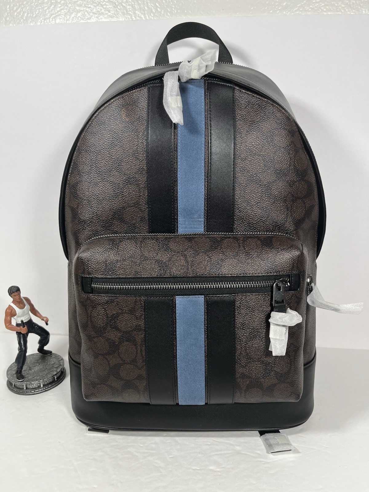 Rare Coach West Backpack In Signature Canvas With Varsity Strip NWT