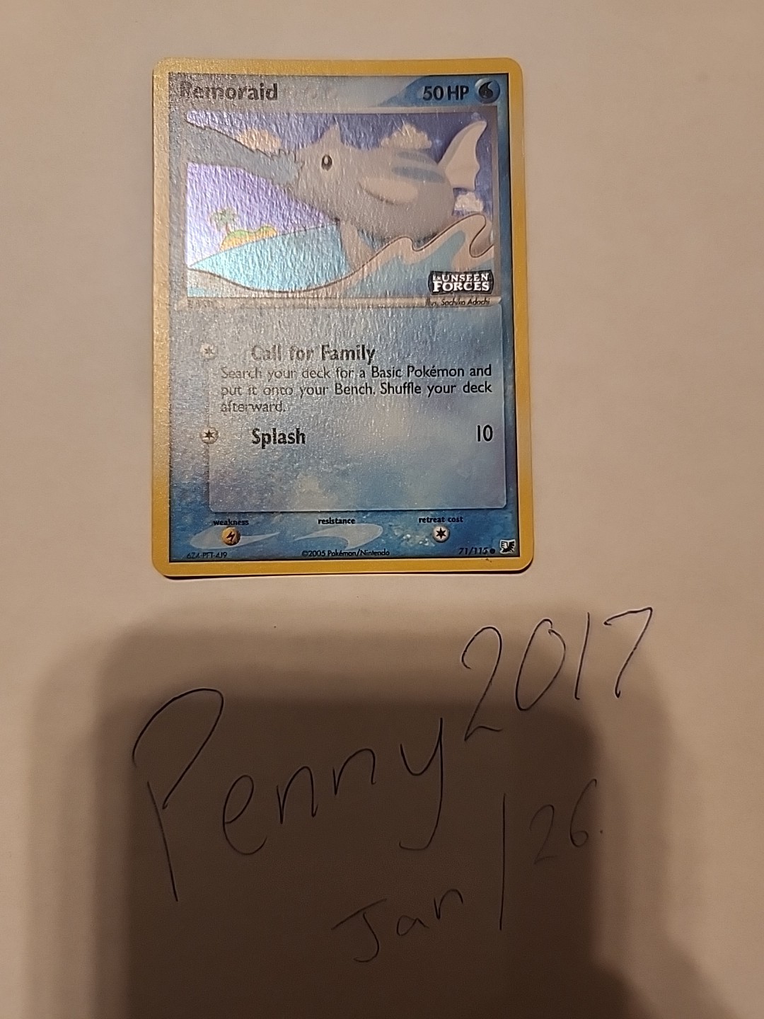 Remoraid 71/115 EX Unseen Forces Stamped Reverse Holo Pokémon Card NM