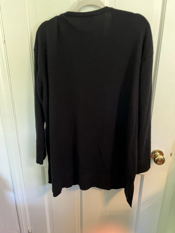 Suéter túnica suéter con aberturas laterales J. Jill XL 100 % cachemir negro para mujer Foto 3 de 4