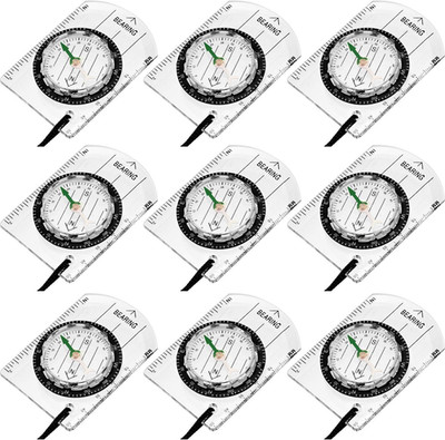 9 Pieces Orienteering Compass Hiking Backpacking Camping Compass Map Reading Out