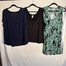 Lot of 3 Women's Size 3XL Tops / Blouses / Tunic Dress Mixed Brands And Styles