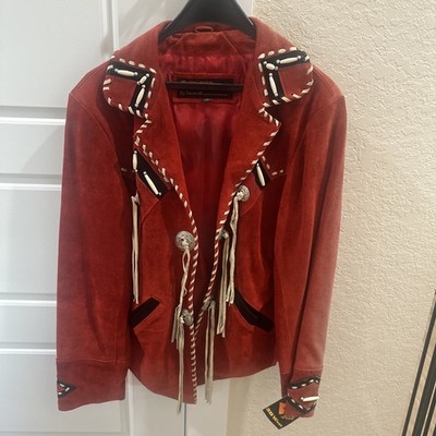 3B West Western Women s Suede Leather Jacket Size M - Red