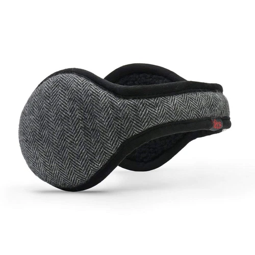 Men's Wool Behind the Head Ear Warmer (Gray/Black Herringbone)