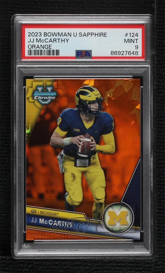 2023 Bowman U Chrome Sapphire Orange 5/25 JJ McCarthy #124 0i8b