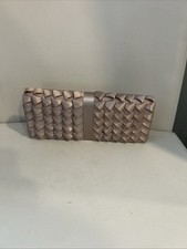 Jacqueline Ferrar Vintage Classic Beige Satin Evening Clutch Purse Ribbons 10 x5