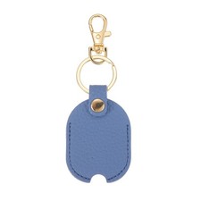 Leather Car Key Cover, Broken Key Protector with Iron Ring Blue