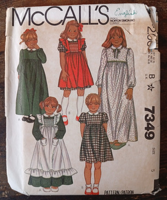 Vintage 80er McCalls 7349 Schnittmuster Kinder gesmoktes Kleid Trägerkleid 5 FF
