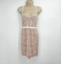 Victoria Secret Nude Lace Corset Chemise Slip Dress Size Small Underwire NEW NWT