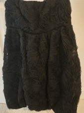 Black Zara Floral Mesh Flowers Puffball Short Dress Size Medium Bnwt