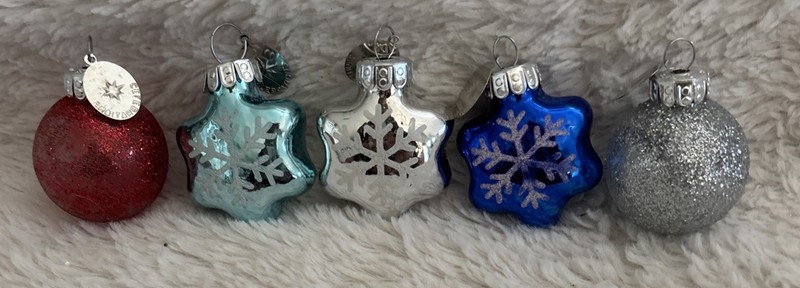 Christopher Radko Celebrations Snowflake & Ball Christmas MiniOrnament Lotof5