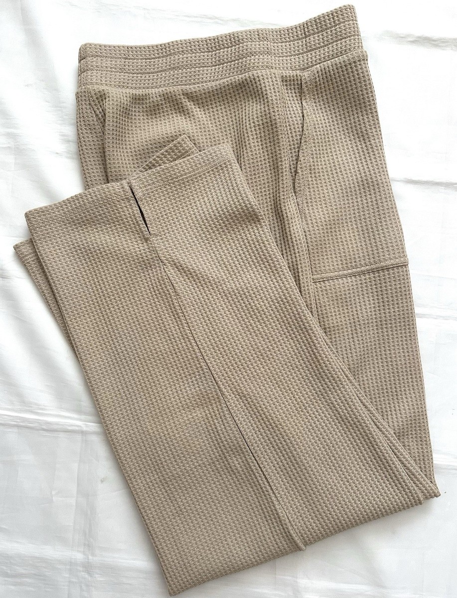 Z BY ZELLA RESET WAFFLE STITCH PULL ON PANTS, SIZE M, TAN OXFORD
