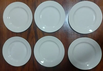 6 ASSIETTES PLATES FAIENCE BLANCHE/ IVOIRE LUNEVILLE OU SARREGUEMINES D 23 cm - Photo 1/4