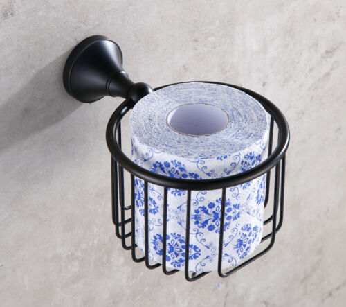 Soporte para cesta de papel higiénico de forma redonda de latón frotado con aceite para baño 2ba855 - Imagen 1 de 9
