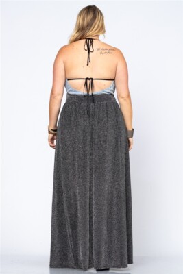 Womens Plus Size Black and Silver Shimmer Maxi Dress Gown 2XL Party Travel | eBay Womens Plus Size Black and Silver Shimmer Maxi Dress Gown 2XL Party Travel | eBay