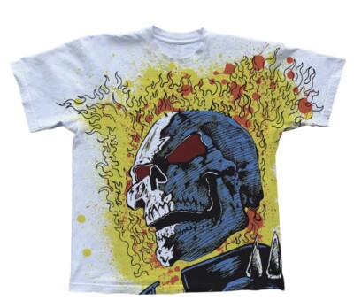 Warren Lotas Ghost Rider Marvel Graphic Skull Flames Mens Sz XL 