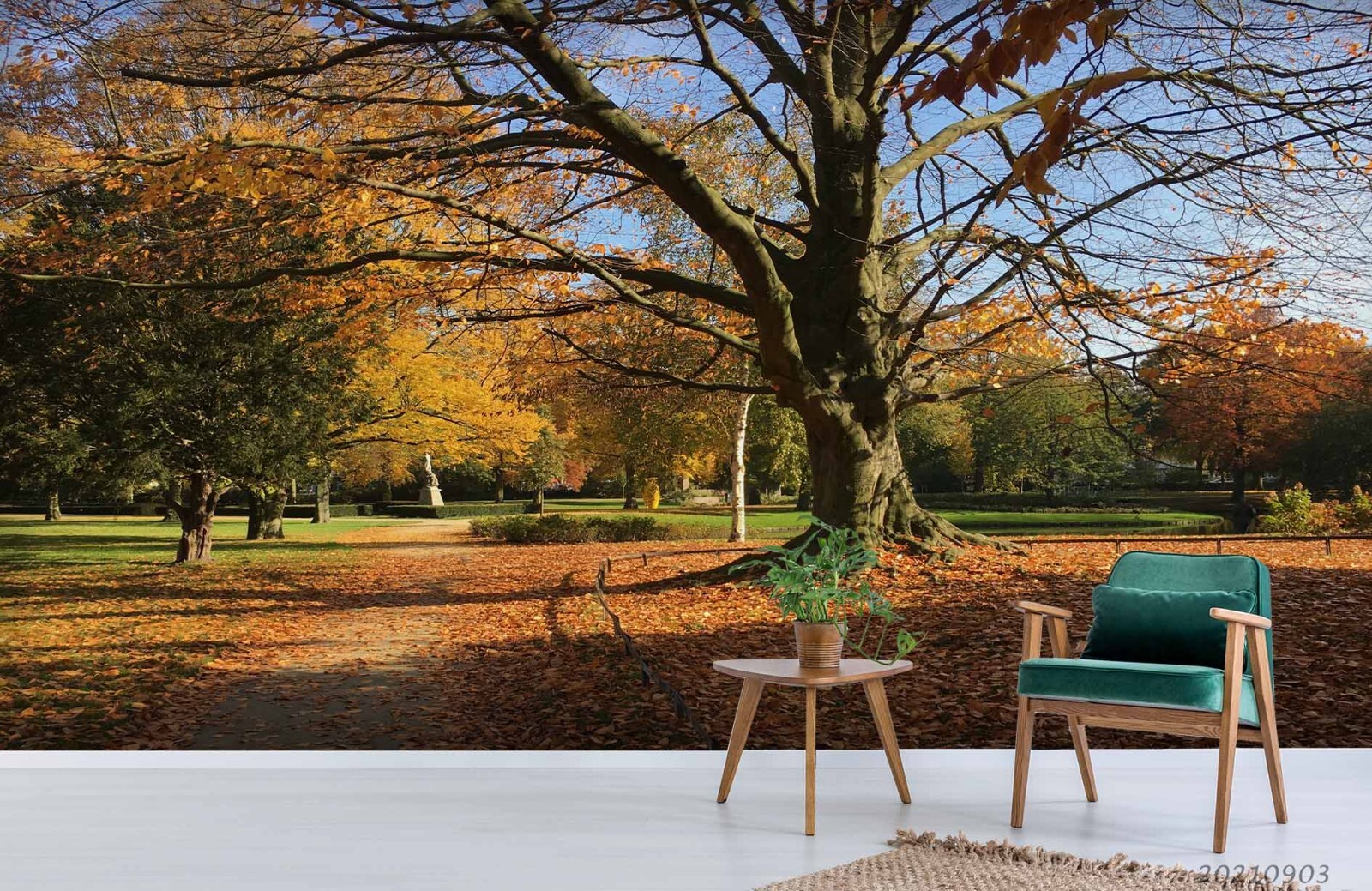 3D Tree Grassland Road Soil Selfadhesive Removeable Wallpaper Wall