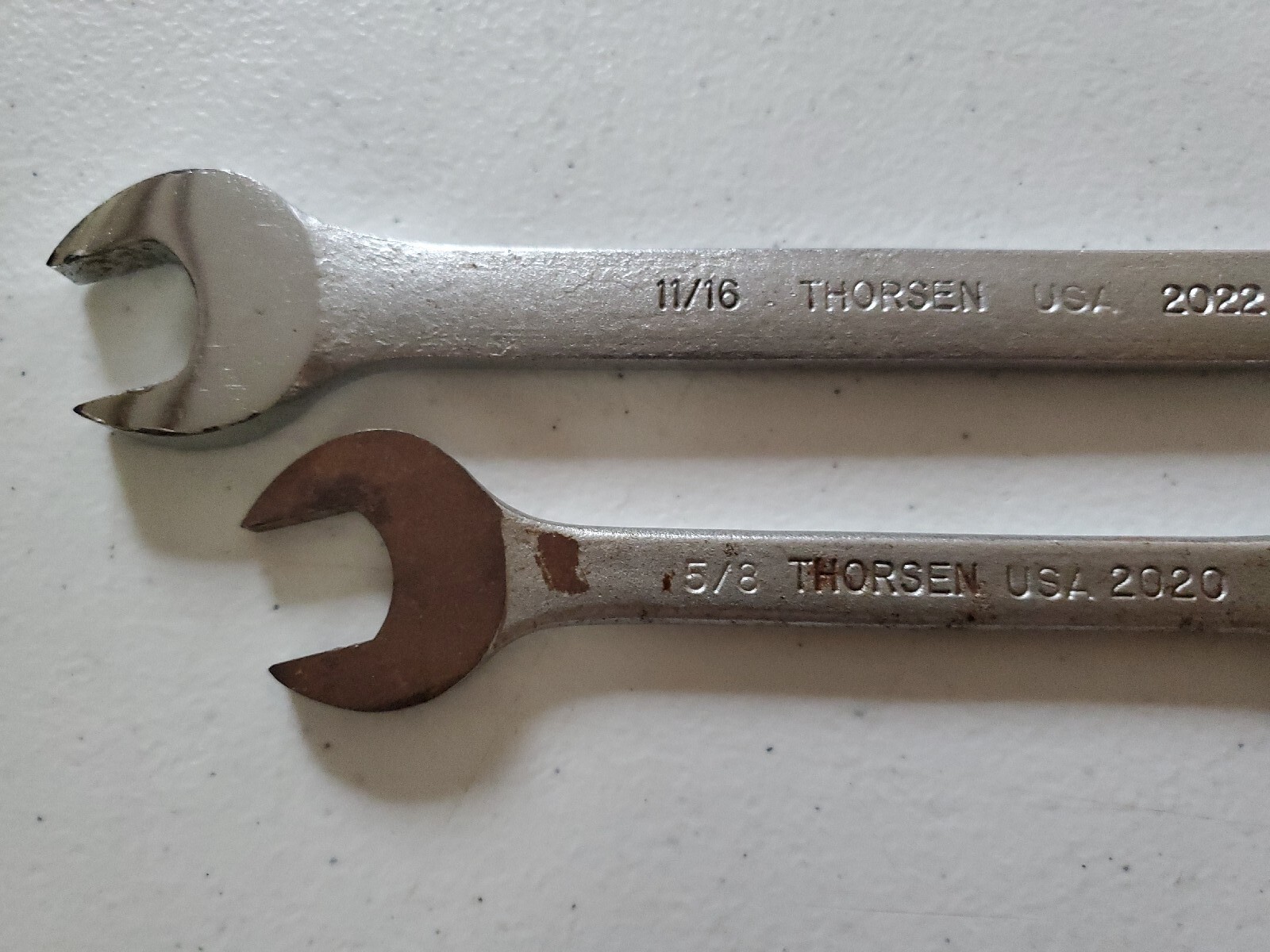 2 Vintage Thorsen 11/16" No 2022 & 5/8" 2020 Combination Wrenches Made