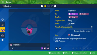 Shiny Infamomo 6IV | LVL 1 | Nat Dex | Pokemon Karmesin / Purpur / Scarlet
