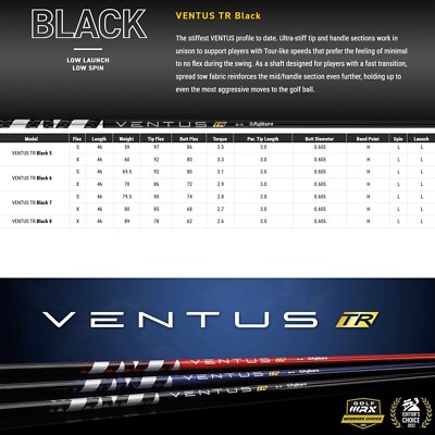 Fujikura VENTUS TR Noir VeloCore 46" - Shaft Driver Non Coupé, Modèle Japonais